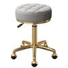 Mxsheng Rolling Stool Swivel Salon Beauty Chair Medical Care Round Leather Cushion Bar Stool for Spa Work Office Massage Manicure Tattoo, Gold Chrome Frame (Color : Light Gray) view 1