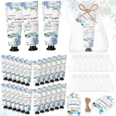 Dansib 48 Sets Thanksgiving Fall Hand Cream Bulk a Little Pumpkin Baby Shower Hand Cream Gifts Baby Shower Party Favors for Guests Travel Size Lotion for Autumn Party Supplies(Blue Pumpkin)