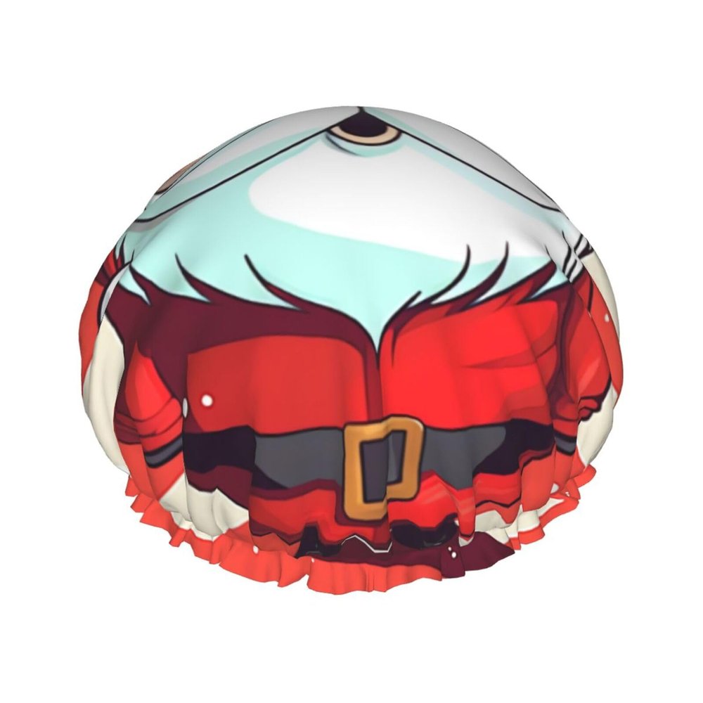 Cute Christmas Man Shower Cap Reusable Double Layered Bath Cap Waterproof Hair Cap with Elastic Band Bathing Hat Spa Salon Shower Hat for Women Men