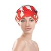 Cute Christmas Man Shower Cap Reusable Double Layered Bath Cap Waterproof Hair Cap with Elastic Band Bathing Hat Spa Salon Shower Hat for Women Men view 3