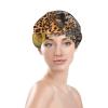 African Leopard Shower Cap Reusable Double Layered Bath Cap Waterproof Hair Cap with Elastic Band Bathing Hat Spa Salon Shower Hat for Women Men view 3