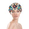 Arabic Indian Checked Pattern Shower Cap Reusable Double Layered Bath Cap Waterproof Hair Cap with Elastic Band Bathing Hat Spa Salon Shower Hat for Women Men view 3