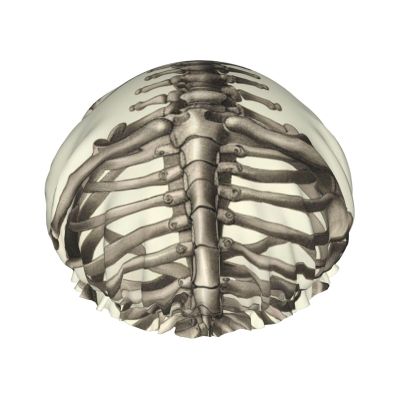 Human Skeleton Shower Cap Reusable Double Layered Bath Cap Waterproof Hair Cap with Elastic Band Bathing Hat Spa Salon Shower Hat for Women Men