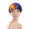 Abstract Texture Fluid Shower Cap Reusable Double Layered Bath Cap Waterproof Hair Cap with Elastic Band Bathing Hat Spa Salon Shower Hat for Women Men view 3