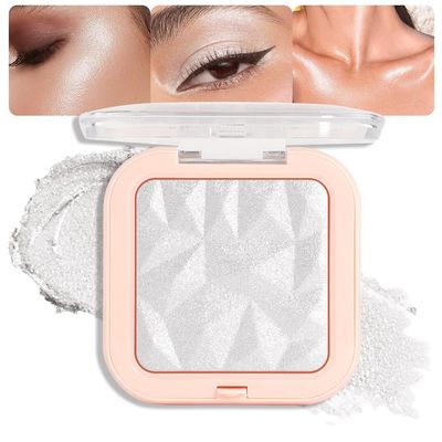 evpct Pearl White Silver Face Highlighter Makeup Shimmer Glitter Diamond Sparkly Highlighters Makeup Palette Powder for Face Body Cheek Skin iluminadores iluminador de jos maquillaje luminizers E01