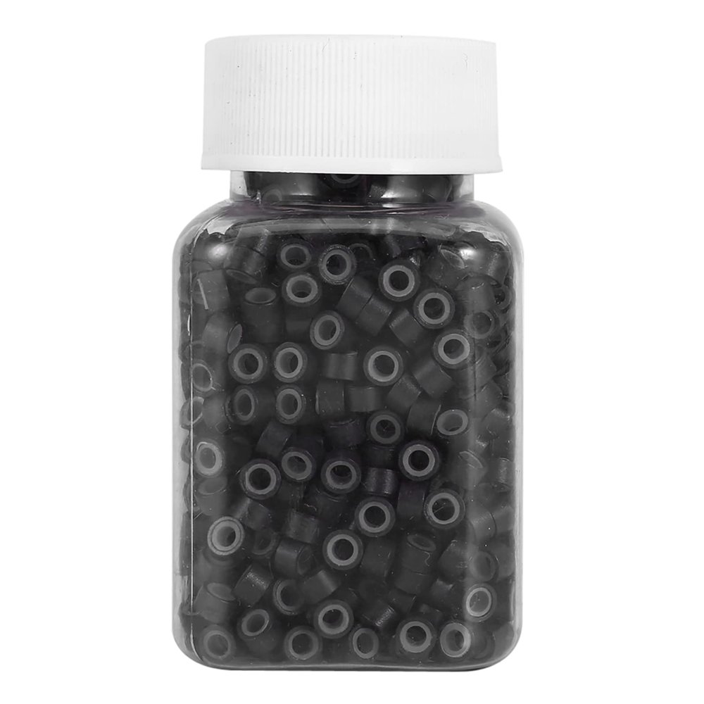 1000PCS Micro Link Beads 5mm for Hair Extensions, Silicone Lining s Hair Extension Tool (5mm)(Dark Brown)
