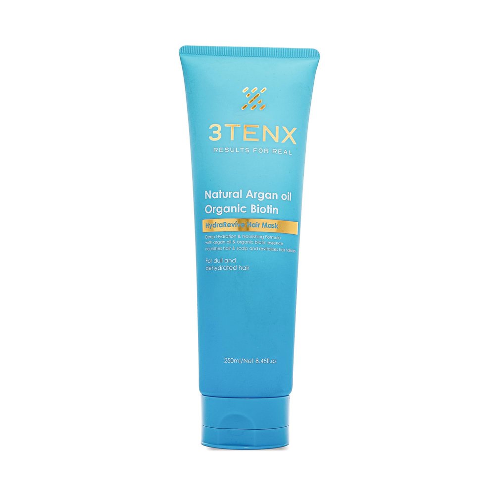 3Tenx HydraRevive Hair Mask For Dry, Dull Hair Hydrates, Smooths, Nourishes, Restores Volume & Shine Salon Grade, Color Safe, Heat Protection Paraben & Sulphate Free 250 ml (Pack of 1) White