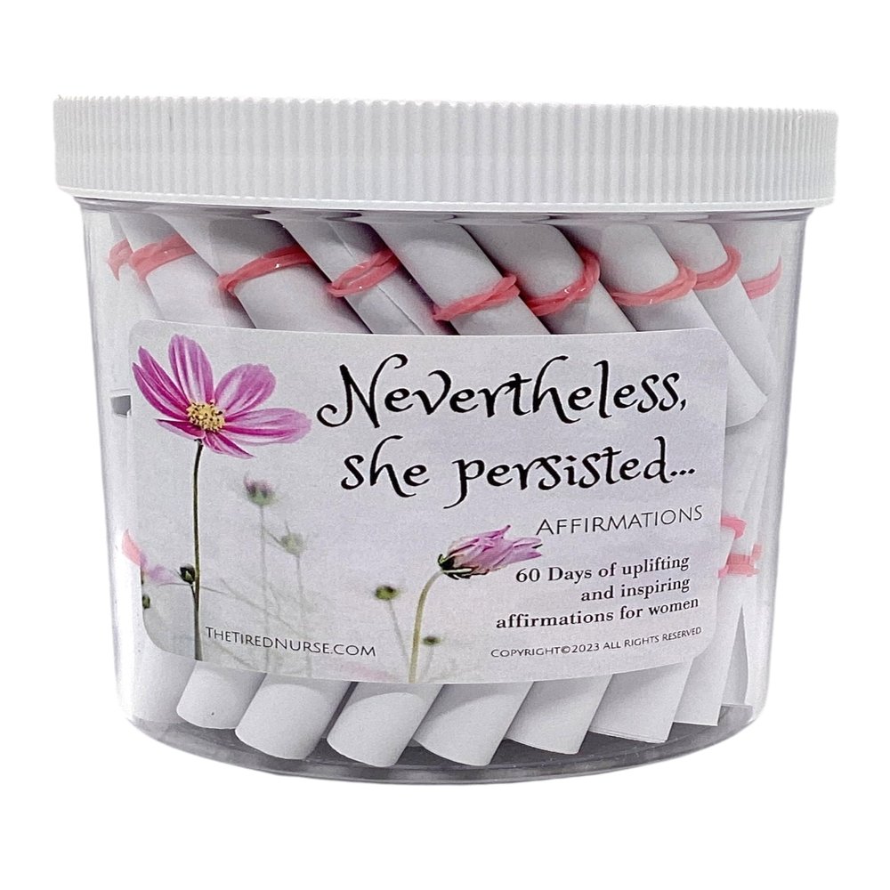 Nevertheless, She Persisted Affirmation Jar - Empowering Self-Care Positivity - Motivational - Inspirational - Mindfulness- Gift for Women, Teen Girls (Classic White)