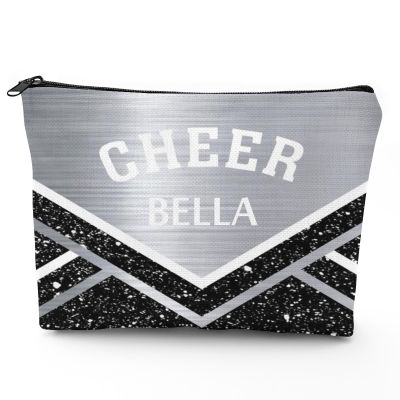 Ronzoey-JV Cheerleader Grey Cosmetic Bag Cheer Makeup Bag Travel Toiletry Pouch for Birthday Christmas Valentines Day Gifts