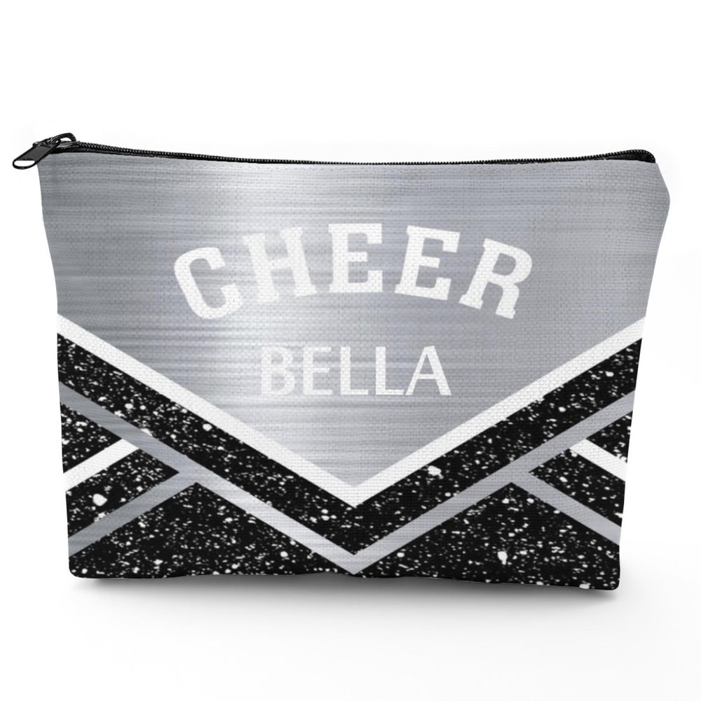 Ronzoey-JV Cheerleader Grey Cosmetic Bag Cheer Makeup Bag Travel Toiletry Pouch for Birthday Christmas Valentines Day Gifts