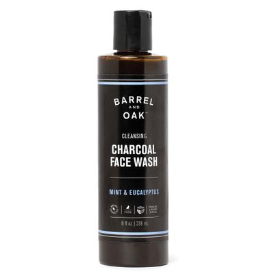 Barrel and Oak - Detoxifying Charcoal Facial Cleanser, Men's Facial Cleanser, Absorbs Oil, Cleans Pores, Moisturizes & Hydrates, Vegan (Mint & Eucalyptus, 8 oz)