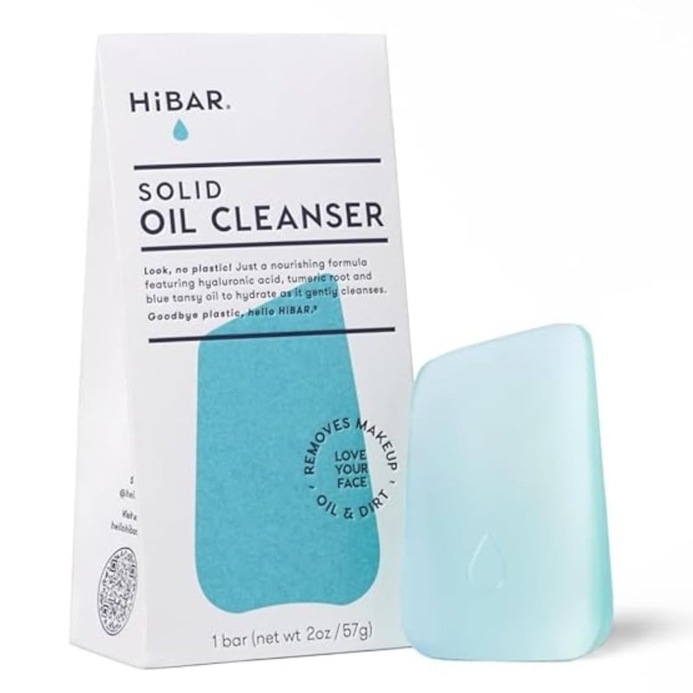 HIBAR Solid Cleansing Oil Bar  Natural Makeup Remover  Melts Makeup, Sunscreen, Dirt, Oil  Eco-Friendly, Vegan, Paraben-Free, Travel-Friendly, 1.7oz Solid Cleansing Bar