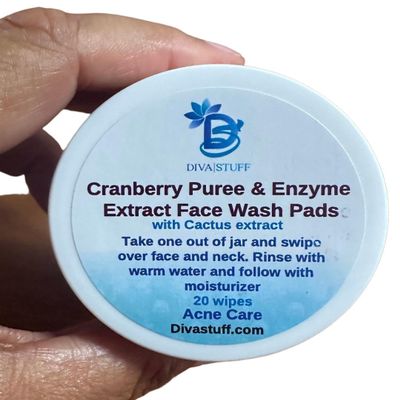 Cranberry Puree and Enzyme Extract Face Wash Pads By Diva Stuff, 20 Pads