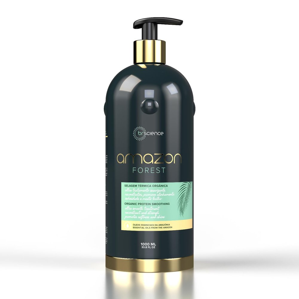 BRSCIENCE Amazon Forest Keratin Treatment  Formaldehyde-Free Brazilian Hair Straightening with Buriti, Brazil Nut & Pracaxi Oils  Keratina Alisadora Profesional Sin Formol | Queratina (33.8 Fl Oz)