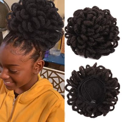 3x6inch Updo Hair Bun for Woman Dreadlock Synthetic Fashion Wig Ponytail for Hair Extension 90g (Red-black)