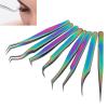 8PCS Eyelash Extension Tweezers, Lash Tweezers Set Stainless Steel Straight and Curved Tip Tweezers Eyebrow Tweezers Nippers for Eyebrow Hair, Eyelash Extensions view 2