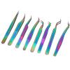 8PCS Eyelash Extension Tweezers, Lash Tweezers Set Stainless Steel Straight and Curved Tip Tweezers Eyebrow Tweezers Nippers for Eyebrow Hair, Eyelash Extensions view 3