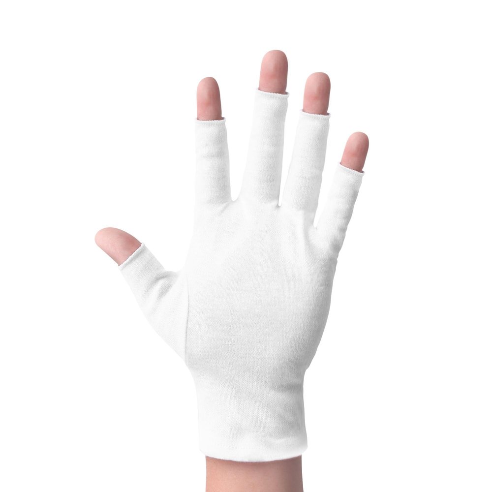 2 Pairs White Cotton Moisturizing Gloves  Fingerless Design with 5 Open Fingertips per Glove  100% Cotton  Touchscreen-Friendly Night Gloves for Dry Hands