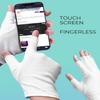 2 Pairs White Cotton Moisturizing Gloves  Fingerless Design with 5 Open Fingertips per Glove  100% Cotton  Touchscreen-Friendly Night Gloves for Dry Hands view 2