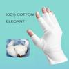 2 Pairs White Cotton Moisturizing Gloves  Fingerless Design with 5 Open Fingertips per Glove  100% Cotton  Touchscreen-Friendly Night Gloves for Dry Hands view 4