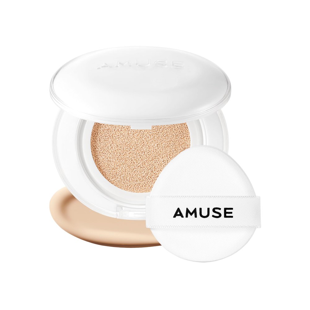 Amuse SEOUL Ceramic Skin Perfector Cushion Foundation (02 HEALTHY) | Long-lasting, Lightweight, Semi-matte, Flawless Coverage, Hypoallergenic, Vegan, Korean Beauty (15g / 0.52oz.)