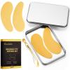 Beautistin 2 Pairs Reusable Under Eye Wrinkle Patches Silicone Mask, Plump Fine Lines & Wrinkles, with Metal Eye Cream Applicator, Tin Case, Gold view 1
