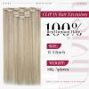 Vivien Blonde Clip in Extensions Human Hair Blonde Highlights Clip in Hair Extensions Real Human Hair Dark Ash Blonde Highlight Light Blonde Clip in Hair Extensions Straight 18 Inch 5pcs 80g view 2