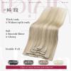 Vivien Blonde Clip in Extensions Human Hair Blonde Highlights Clip in Hair Extensions Real Human Hair Dark Ash Blonde Highlight Light Blonde Clip in Hair Extensions Straight 18 Inch 5pcs 80g view 3