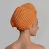 100% Organic Cotton Hair Drying Waffle Towel Wrap for Women | Absorbent & Quick Dry Head Turban for Wet Hair in Shower Sauna Spa, Extra Large for Long Straight Curly Plopping Button (Orange, 1 PACK) view 4