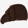 100% Organic Cotton Hair Drying Waffle Towel Wrap for Women | Absorbent & Quick Dry Head Turban for Wet Hair in Shower Sauna Spa, Extra Large for Long Straight Curly Plopping Button (Brown, 1 PACK) view 2