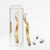 2 in 1 Lash Tweezer with Comb, Eyelash Extension, Stainless Steel Elbow Tweezers, Precise Eyebrow Tweezers Tool, Lashes Tweezer Applicator for DIY Applying False Eyelashes Clusters, Gold view 1