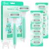 Razors for Women Include 2 Non-Slip Handles and 14 Blade Refills with a Shower Holder, 5 Premium Blades Women's Razors for Shaving with 360 Lubrication Reduces Irritation, Green view 1