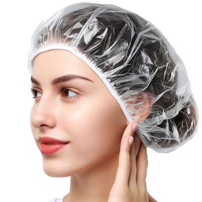 Shower Cap Disposable 18.1 Inch 40PCS, Plastic Shower Cap for Women Waterproof Bath & Bathing Accessories, Home & Travel Essentials