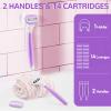 Razors for Women Include 2 Non-Slip Handles and 14 Blade Refills with a Shower Holder, 5 Premium Blades Women's Razors for Shaving with 360 Lubrication Reduces Irritation, Purple view 2