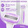 Razors for Women Include 2 Non-Slip Handles and 14 Blade Refills with a Shower Holder, 5 Premium Blades Women's Razors for Shaving with 360 Lubrication Reduces Irritation, Purple view 3