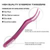 2 in 1 Lash Tweezer with Comb, Stainless Steel Elbow Tweezers, Eyelash Extension, Precise Eyebrow Tweezers Tool, Lashes Tweezer Applicator for DIY Applying False Eyelashes Clusters, Rose view 3