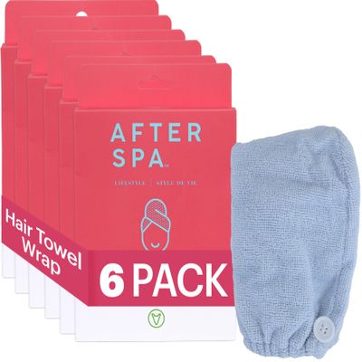 AFTERSPA Hair Towel Wrap, Hair Towels for Women, Hair Drying and Anti-Frizz Hair Turban, Pack of 6, Assorted Colors