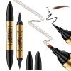 Aaiffey Microblading Eyebrow Pen,2-in-1 Eyebrow Tattoo Pencil 4 Fork Tip with Eyeliner,Multifunction Double Head Waterproof Eyebrow Pencil Create Natural Looking Brows (Dark Brown) view 1