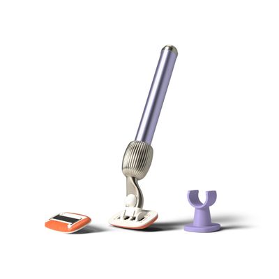 Fler The Razor Starter Set - 5 Blade Womens Razor with 2 Refill Blades and Wall Holder, Cartridge with Aloe Vera & Vitamin E lubricated ring - Unisex - Lilac (Lilac)