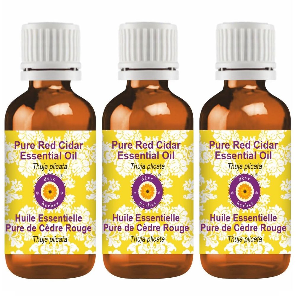 dve herbes Pure Red Cidar Essential Oil (Thuja plicata) Natural Therapeutic Grade Steam Distilled (Pack of Three) 100mlx3 (10 oz)