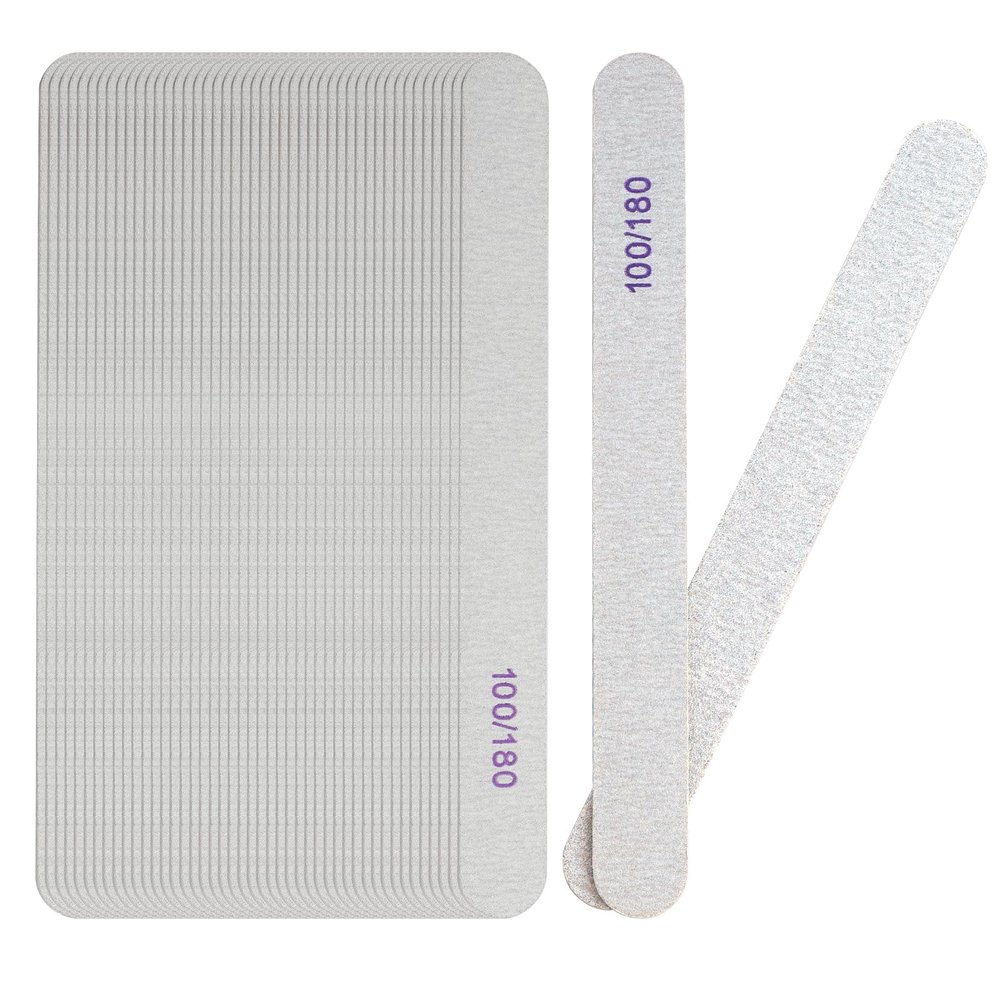 100/180 Grit Nail Files - 50 Pcs Grit Nail Files 100/180 for Acrylic Nails Files Bulk Double Sided Emery Board Reusable Files for Natural Nails