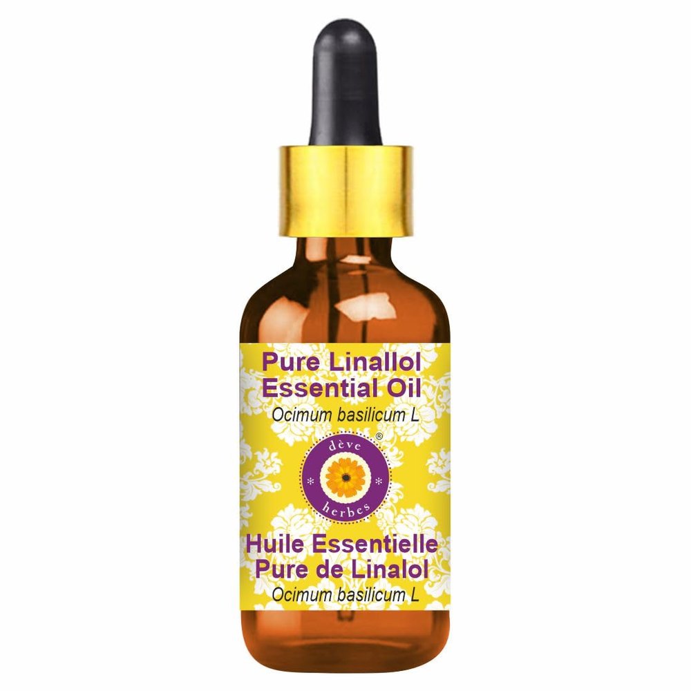 dve herbes Pure Linallol Essential Oil (Ocimum basilicum L) with Glass Dropper Natural Therapeutic Grade Steam Distilled 15ml (0.5 oz)