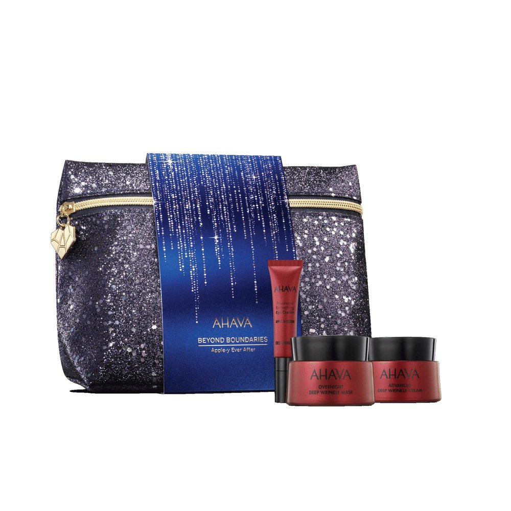 AHAVA Plump & Fabulous Set  Includes Apple of Sodom Advanced Smoothing Serum 30ml, Eye Cream 15ml, Deep Wrinkle Cream 15ml & Overnight Mask 6ml  Wrinkle Smoothing & Skin Rejuvenation Kit
