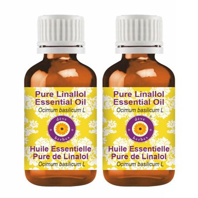dve herbes Pure Linallol Essential Oil (Ocimum basilicum L) Natural Therapeutic Grade Steam Distilled (Pack of Two) 100mlx2 (6.76 oz)