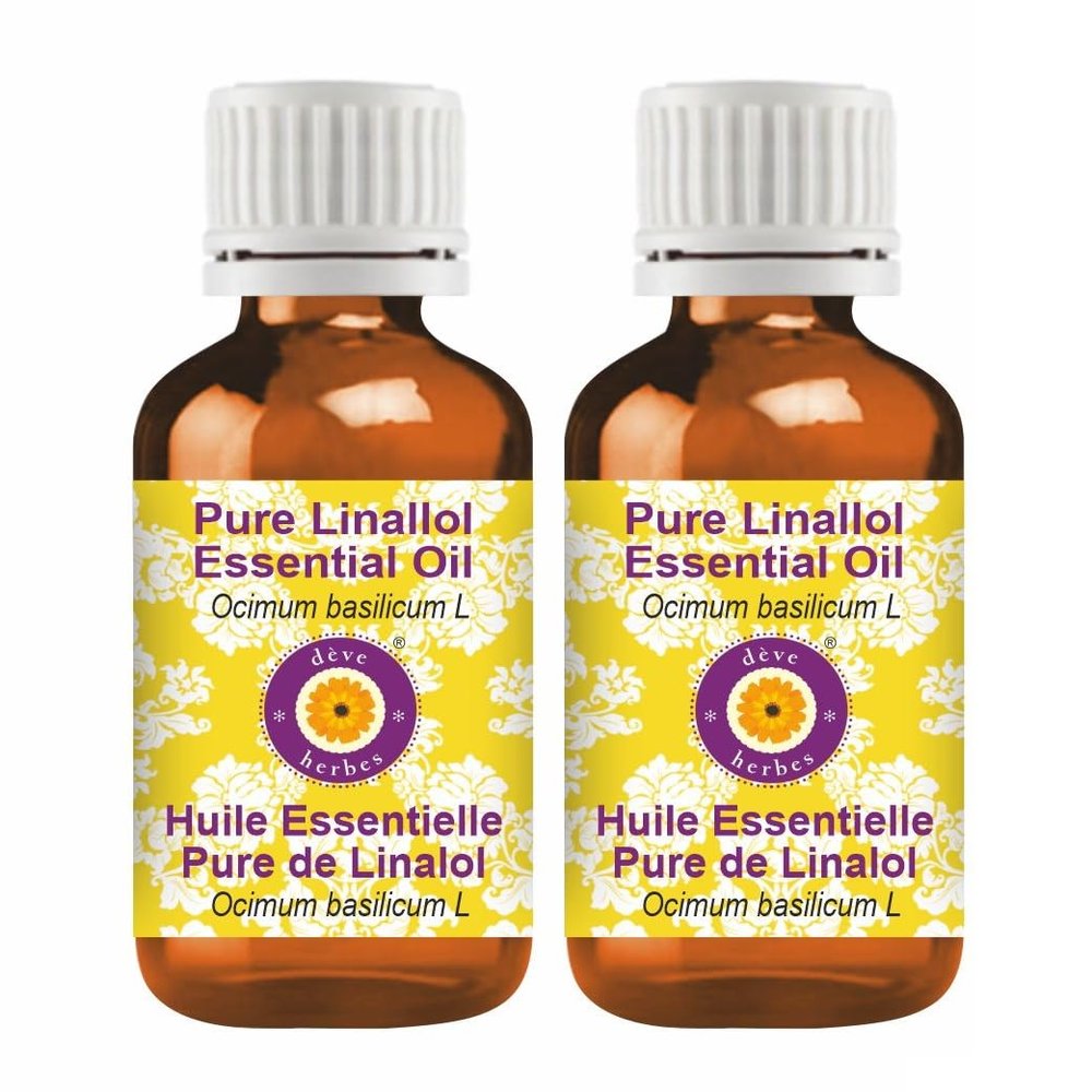 dve herbes Pure Linallol Essential Oil (Ocimum basilicum L) Natural Therapeutic Grade Steam Distilled (Pack of Two) 100mlx2 (6.76 oz)