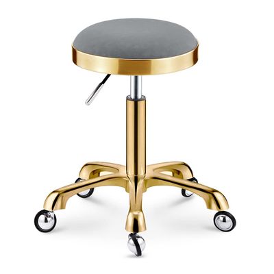 NinthAvenue Basics Adjustable Height Salon Rolling Stool Green, Load-Bearing 440 Ib PU Leather Swivel Work Shop Stool with Wheels Not Easy to Wrap Hair Gold, Grey