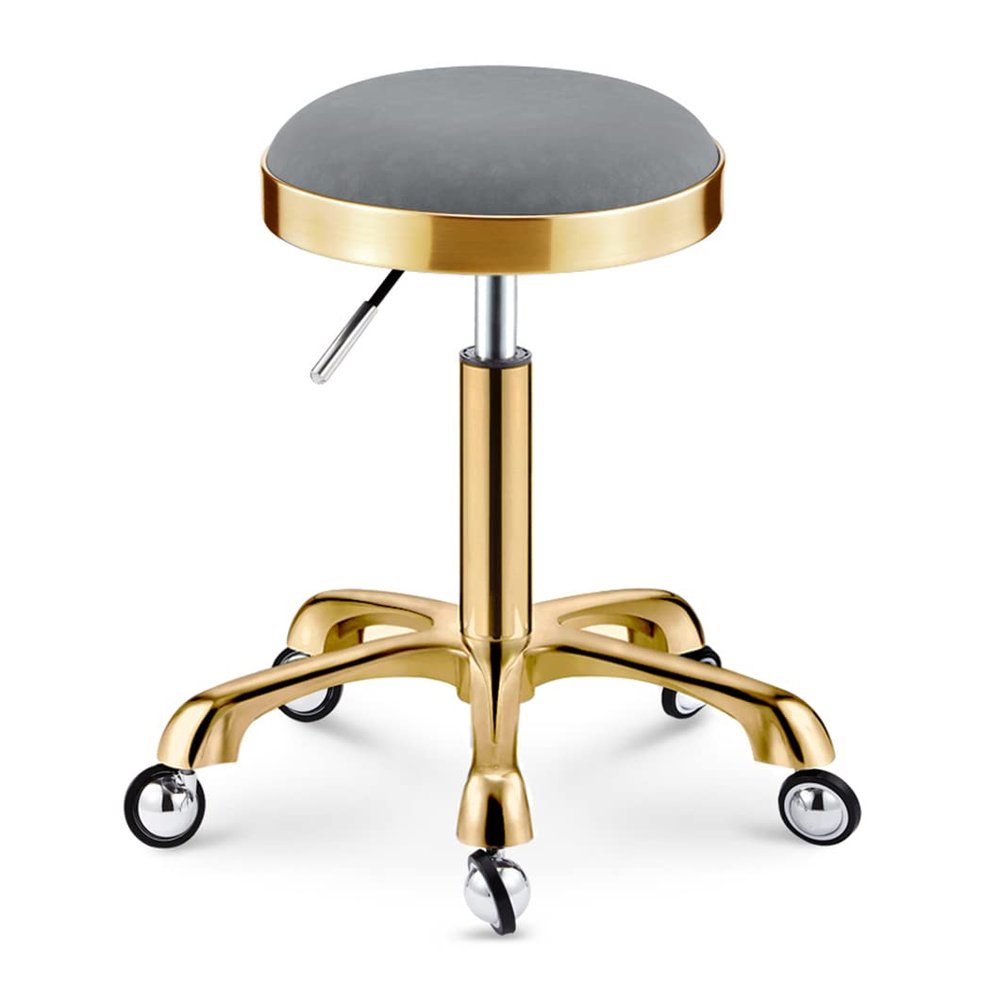 NinthAvenue Basics Adjustable Height Salon Rolling Stool Green, Load-Bearing 440 Ib PU Leather Swivel Work Shop Stool with Wheels Not Easy to Wrap Hair Gold, Grey