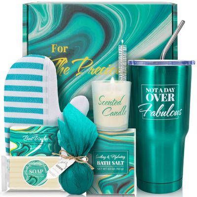 Bath Sets for Women Gift BODY & EARTH Gift Baskets for Women 8pcs Womens Christmas Gifts for Tumbler with Straw Birthday Gifts Mothers Day Gifts for Mom