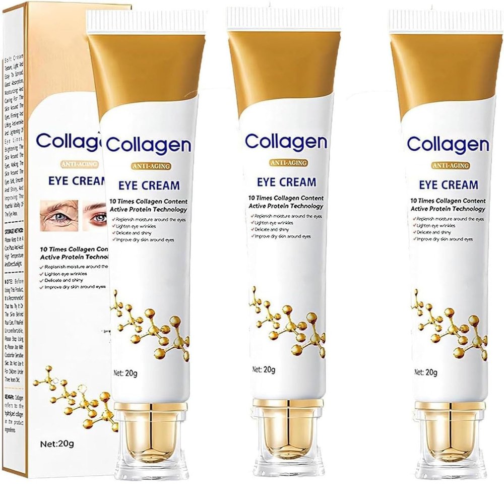 Chunshangmei Lumineyez Collagen Anti-Wrinkle Eye Cream,Lumineyez Firming Eye Cream,Dark Circles Under Eye Treatment, Collagen Anti-Aging Cleanser Toner Lotion Serum Face Cream Eye Cream (3Pcs)
