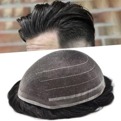 Toupee for Men Swiss Super Welded Lace Hair Piece for Men Durable Lace Men Hair System Soft Human Hair Replacement for Men8X10"-100% density#17 Dark Ash Blonde